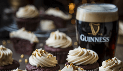 Indulgent Chocolate Guinness Cupcakes Recipe with White Chocolate Ganache Frosting