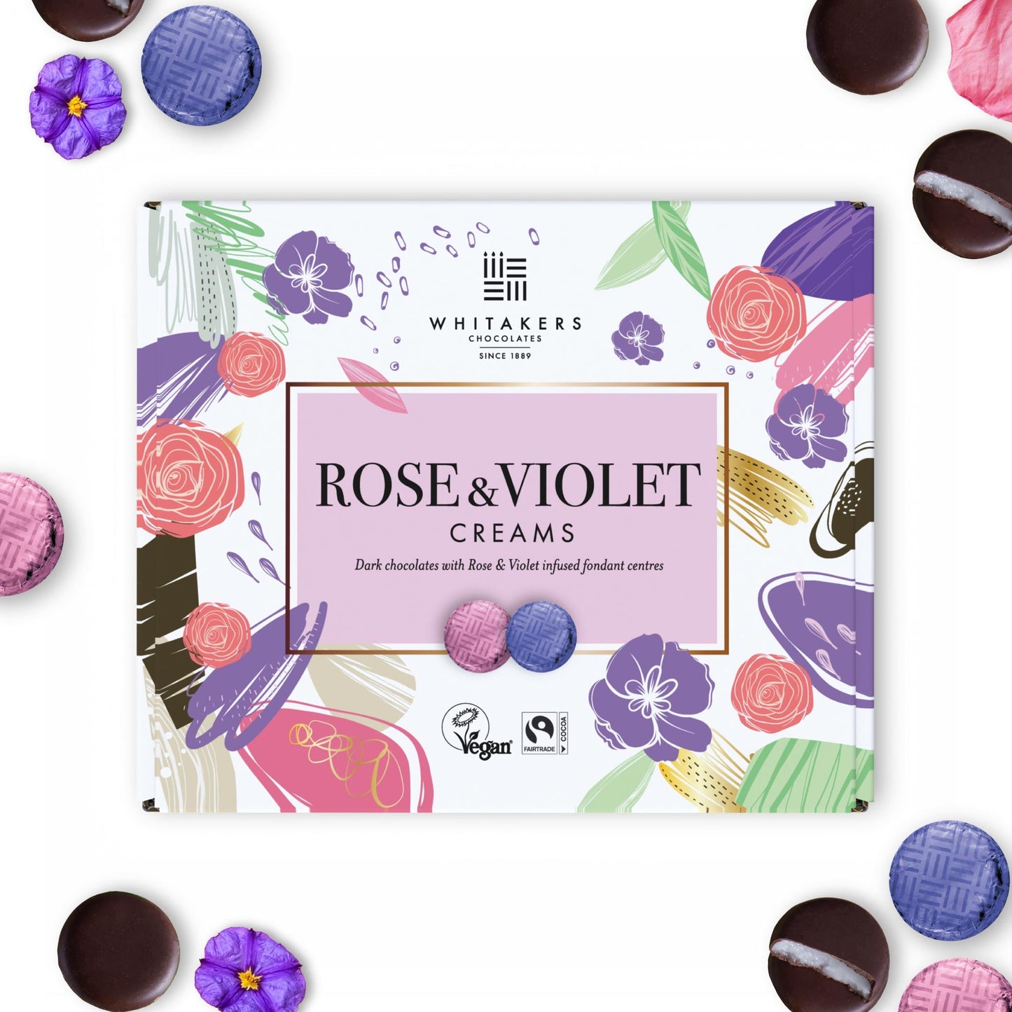 dark chocolate rose & violet cream collection box