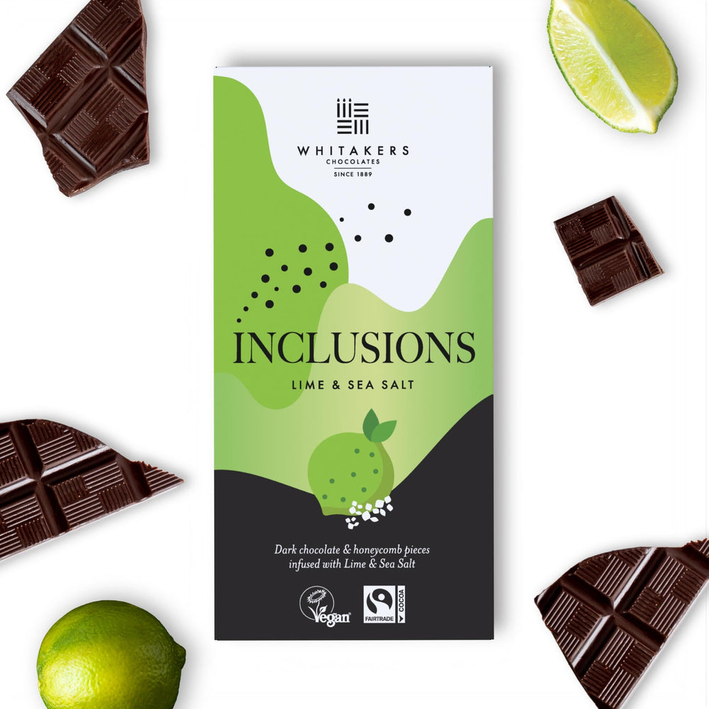 a rich 90g Dark Chocolate masterpiece, thoughtfully flavoured with natural lime and sea salt, with crunchy pieces of honeycomb. This indulgent treat is wrapped in attractive paper packaging, reflecting the premium and innovative nature of the chocolate within