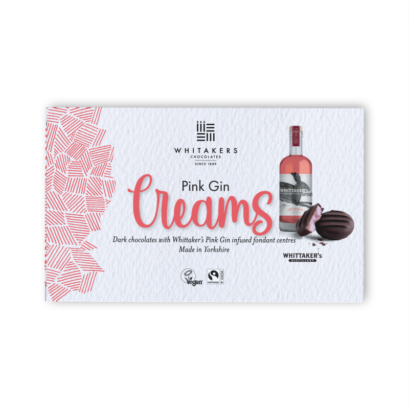 dark chocolate pink gin fondant cream 150g box