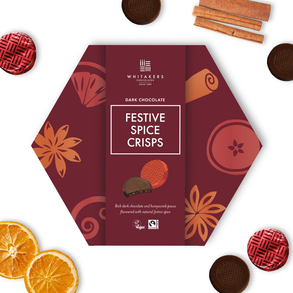 dark chocolate festive spice honeycomb crisps 165g box