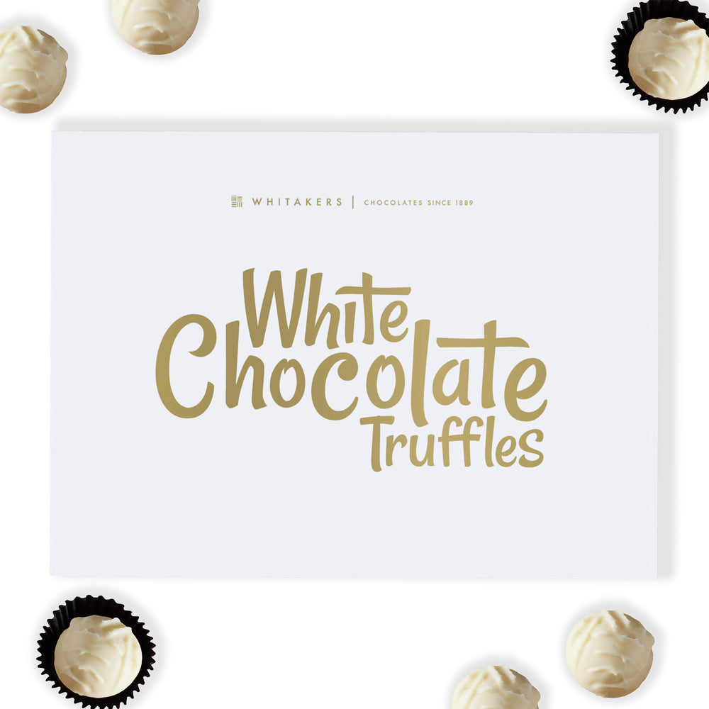 Luxury White Chocolate Truffle Gift Box – a divine collection of eight hand-finished white chocolate truffles