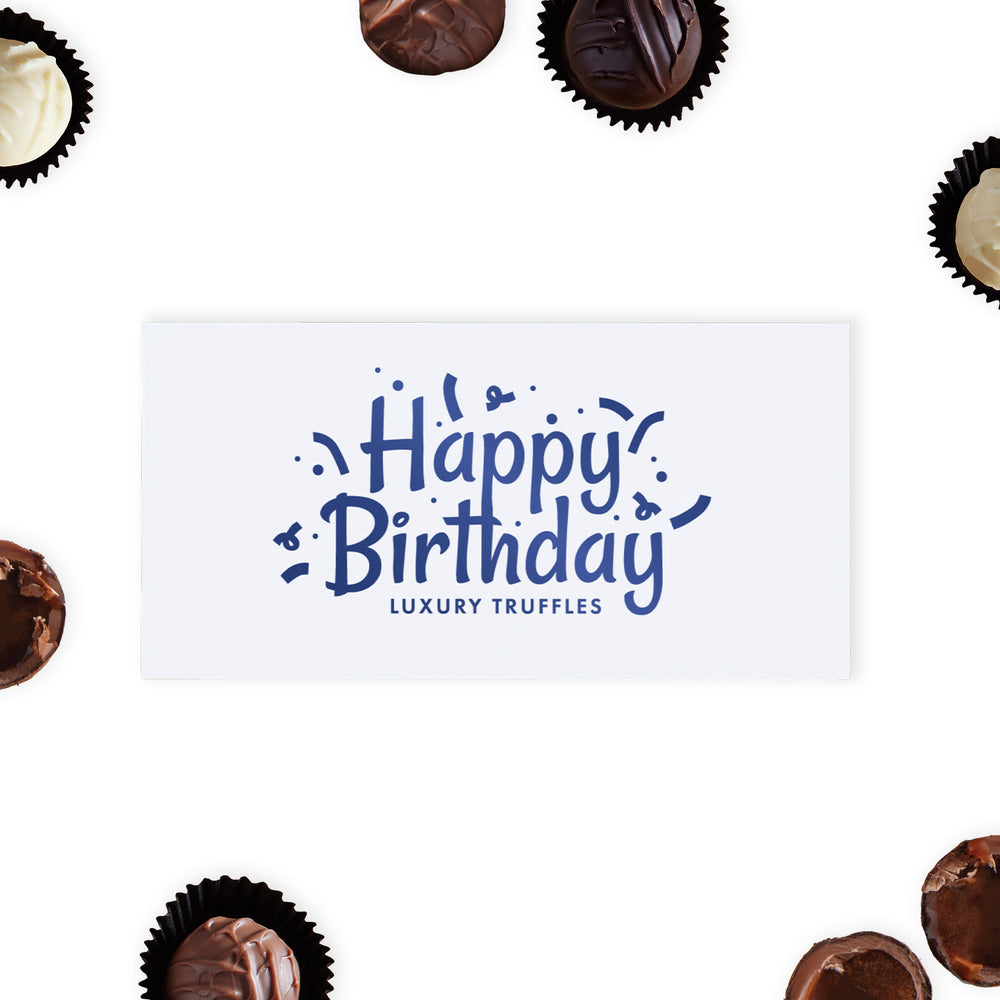 Celebrate birthdays with the delightful charm of Whitakers Chocolates' "Happy Birthday" 8 Chocolate Truffle Gift Box, a perfect blend of indulgence and celebratory cheer