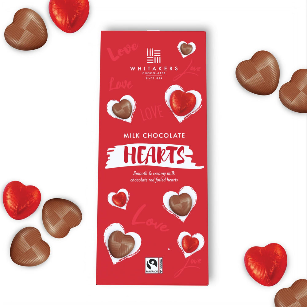 milk chocolate red foiled hearts 125g box