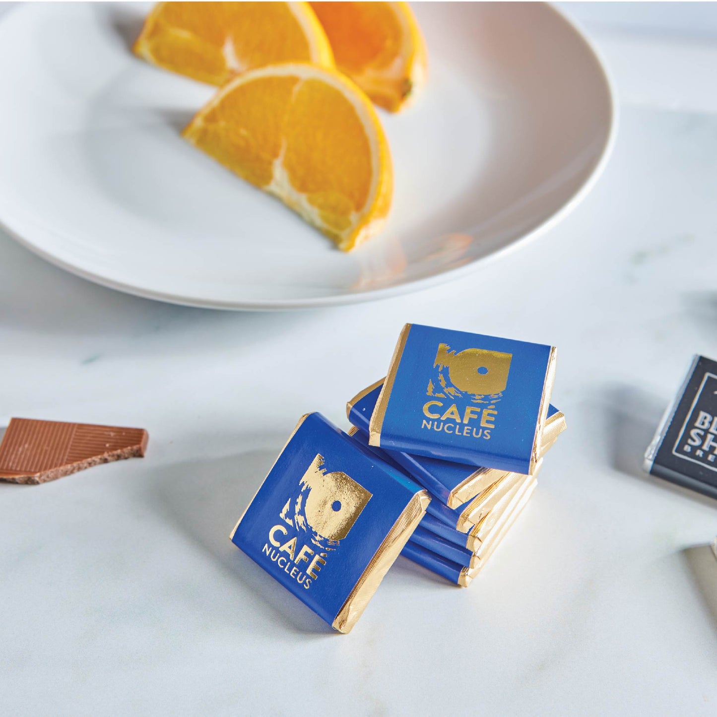 examples of branded Neapolitans. Personalised Branded Chocolate Neapolitans. Choose from custom printed wrappers, available in one-colour foil-blocked print, to perfectly showcase your logo or message