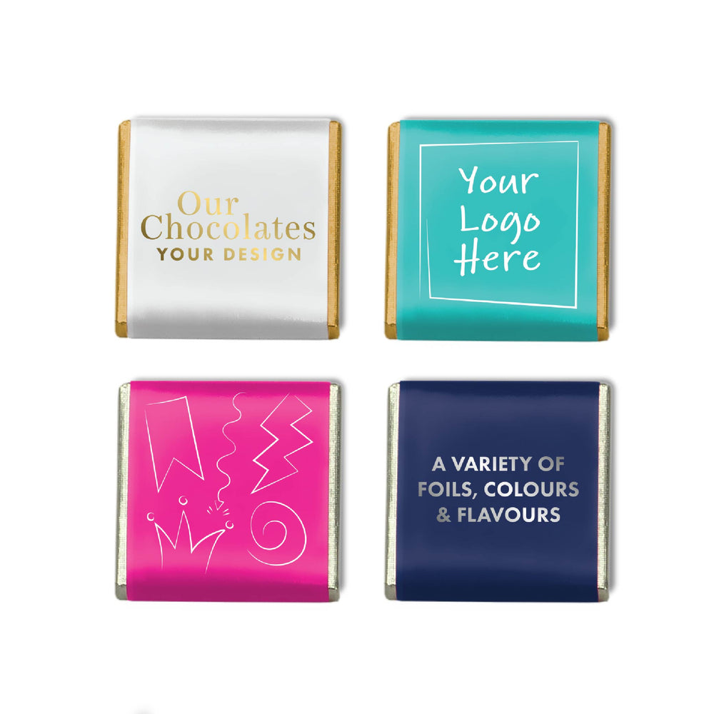 Personalised Branded Chocolate Neapolitans. Choose from custom printed wrappers, available in one-colour foil-blocked print, to perfectly showcase your logo or message