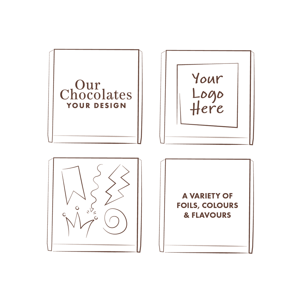 Personalised Branded Chocolate Neapolitans. Choose from custom printed wrappers, available in one-colour foil-blocked print, to perfectly showcase your logo or message