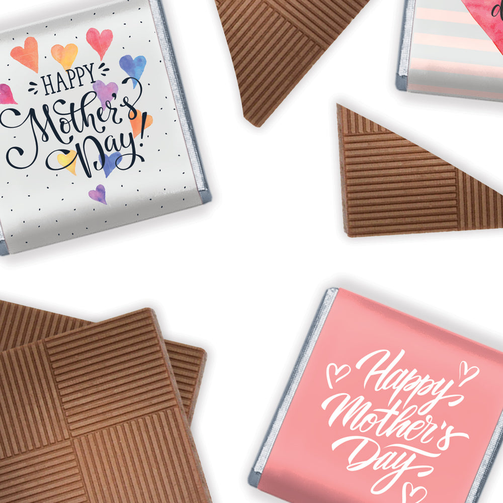 Milk Chocolate Neapolitans, each piece lovingly wrapped in Luxury foil and adorned with a full-colour paper wrapper celebrating Mother's Day.  This special bulk tub contains 150 individually wrapped chocolates