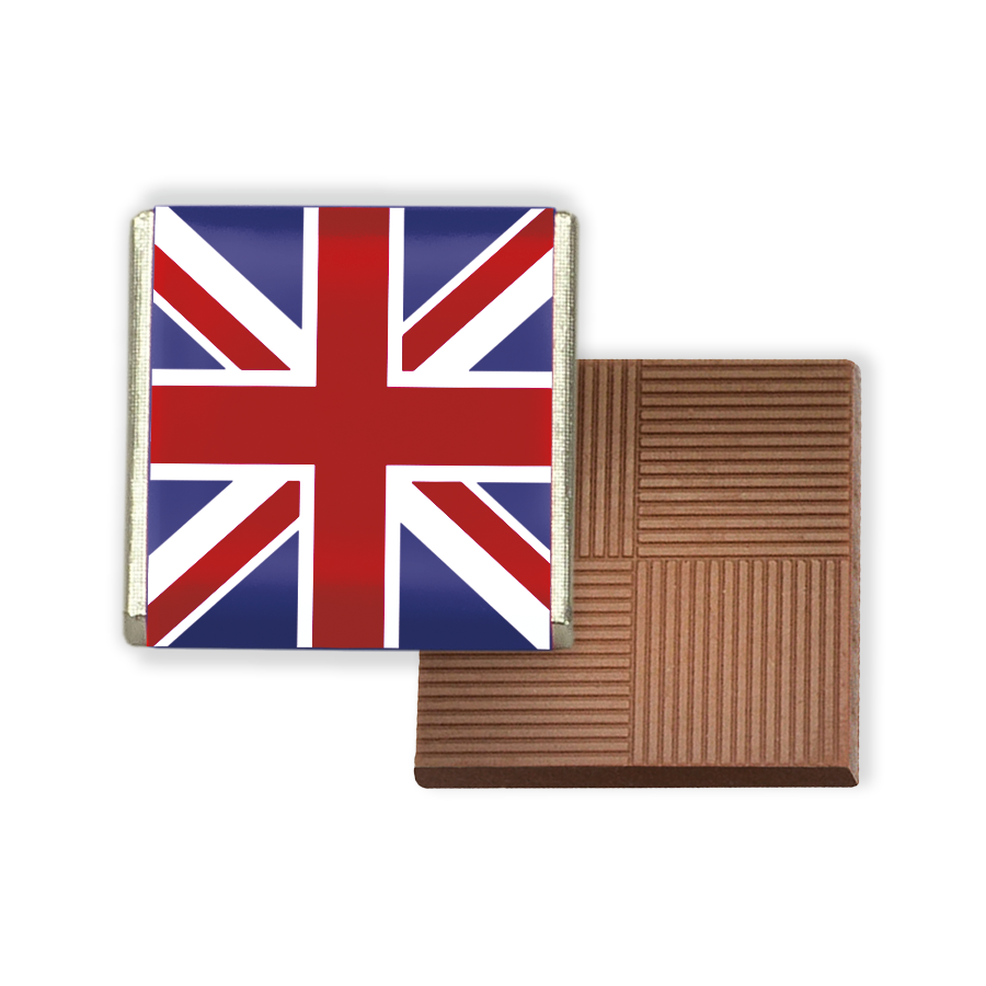 Milk Chocolate Neapolitans, each piece a creamy, smooth delight encased in Luxury foil and adorned with a vibrant Union Jack paper wrapper