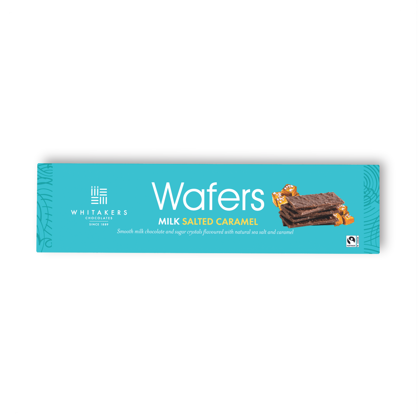 Salted Caramel Sugar Crisp Wafer Thins, where smooth, creamy milk chocolate meets the rich allure of salted caramel, enhanced by the delightful crunch of sugar crisp inclusions. Packed in resealable sharing gift boxes