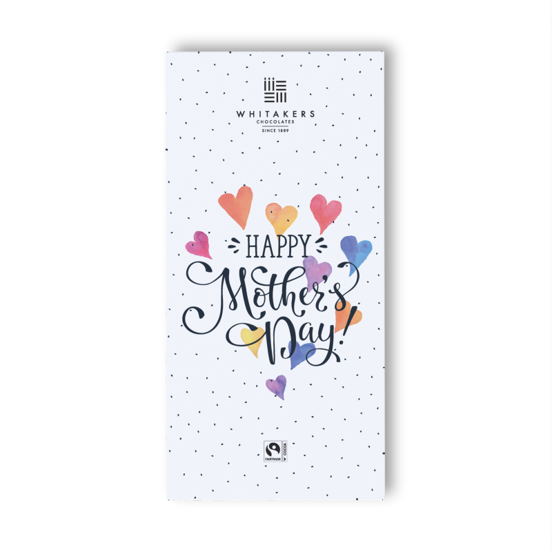 our 'Mother's Day' Milk Chocolate Bar. This special 90g treat is wrapped in an attractively designed wrapper that's as warm and loving as she is. Adorned with elegant and heartfelt motifs, the wrapper perfectly encapsulates the spirit of Mother's Day