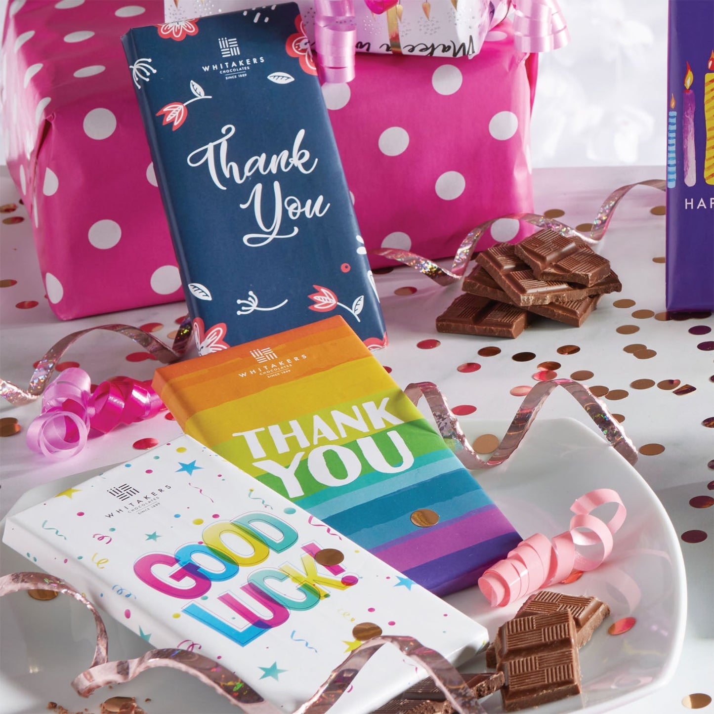 90g milk chocolate thank you bar (flower design)