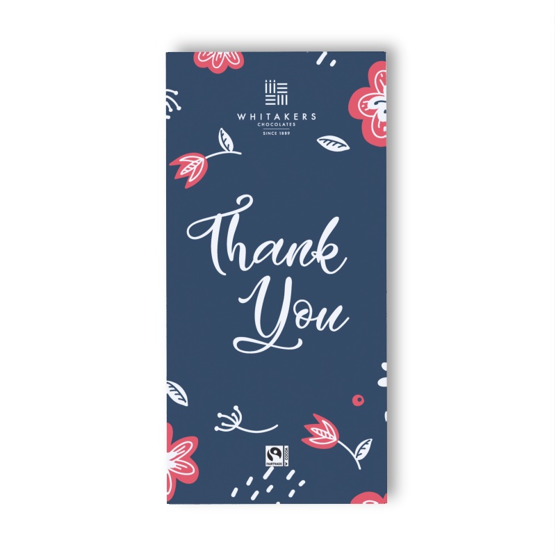 Thank You' Milk Chocolate Bar, a sweet way to show appreciation. Wrapped in an attractive package adorned with elegant flower designs, this 90g chocolate bar combines beauty with the rich, creamy taste of premium milk chocolate